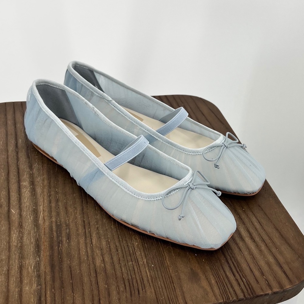 Dolce Vita Raeven Light Blue Mesh Mary Jane Ballet Flats Square Toe Size 6.5 NWT